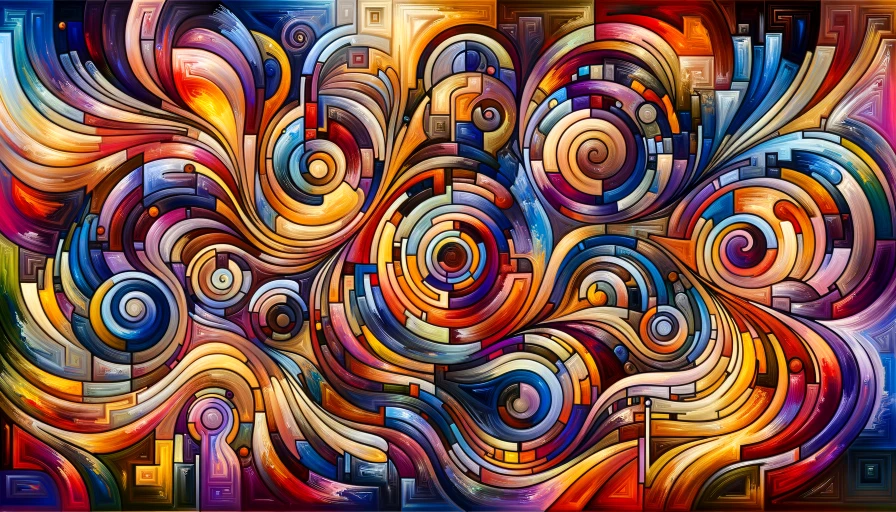 A colorful abstract piece of art