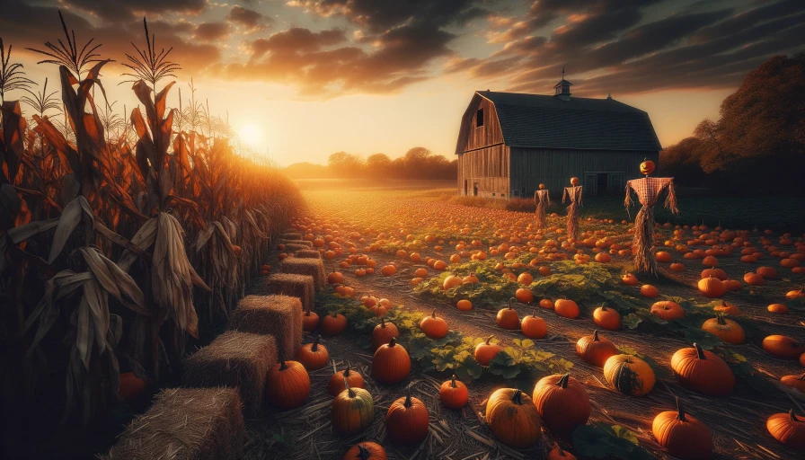 A pumpkin field