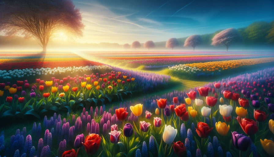 photo of a field of tulips