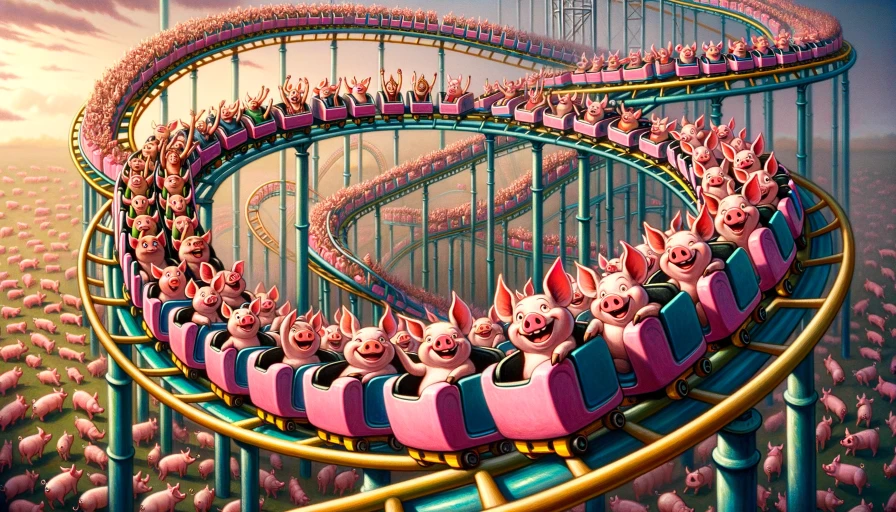 Pigs on a roller coaster