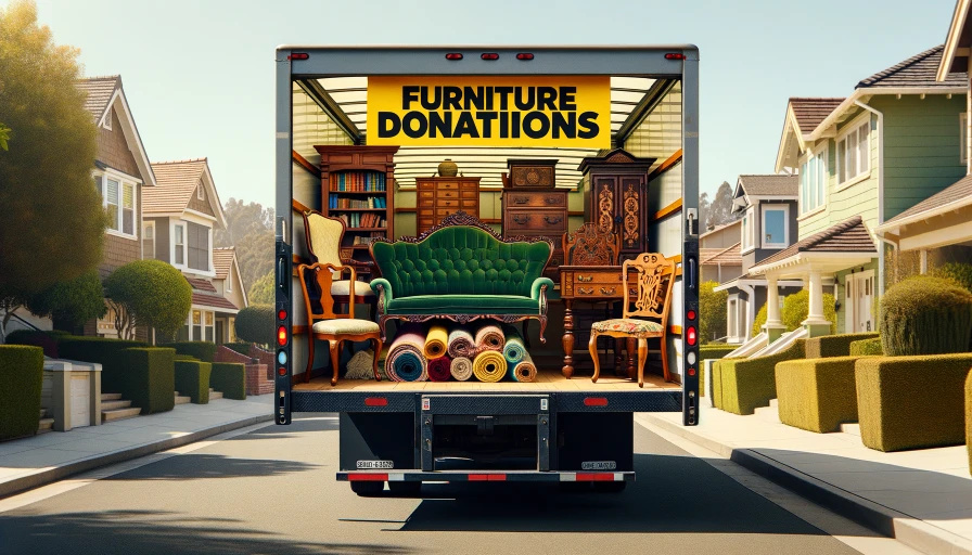 Truck with furniture donations