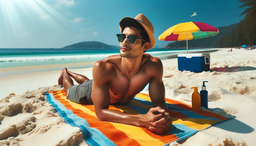 a photo of a person sun bathing on the beach