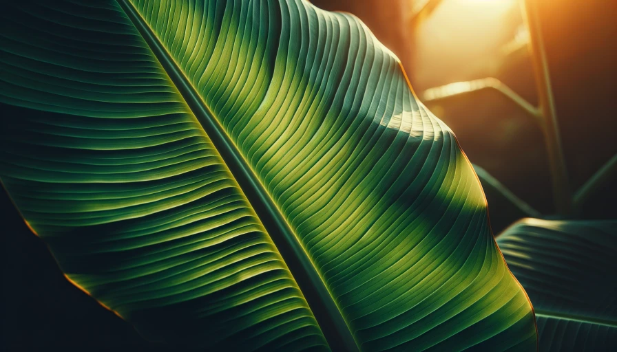 close up of banana leaves