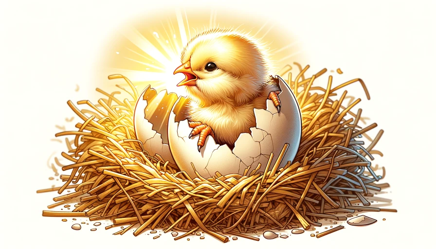 Image of a baby chick hatching from egg