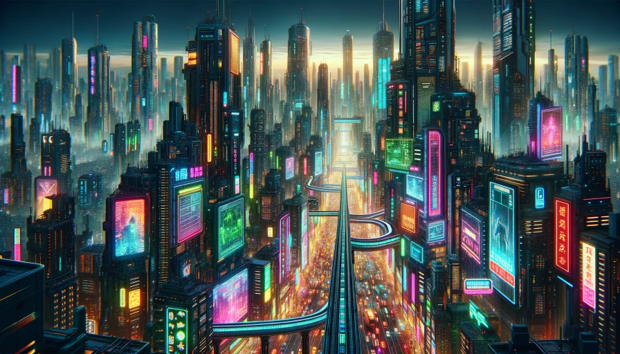 photo image of a futuristic cyberpunk city