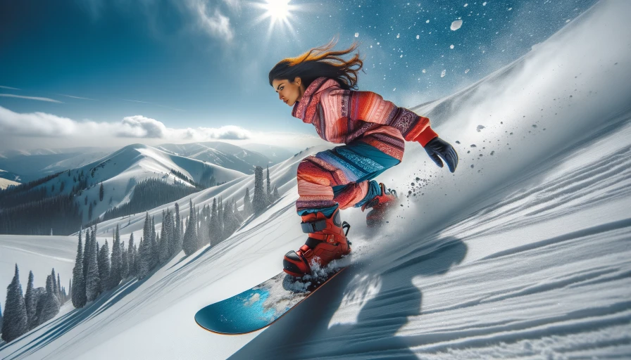 A snowboarder riding down a mountain