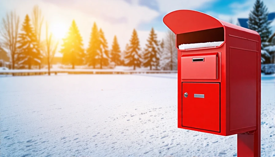 A mail box with the red flag up indicating a letter inside