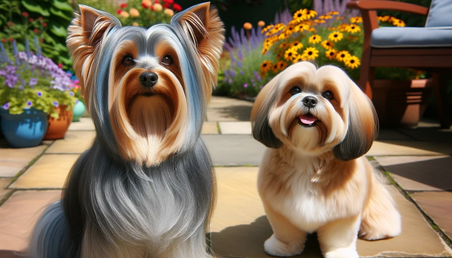 Australian Silky terrier and a shih tzu