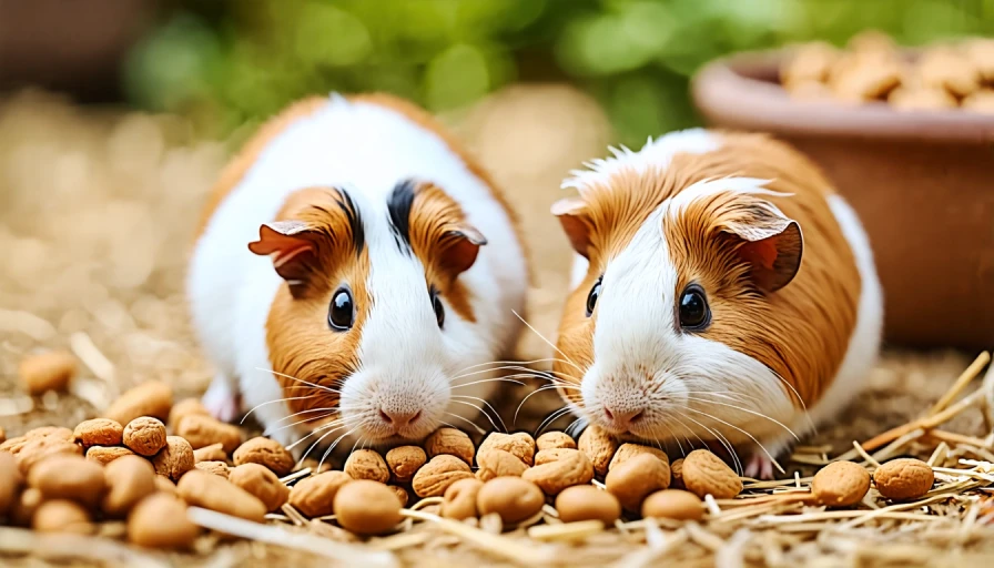 guinea pigs eating food