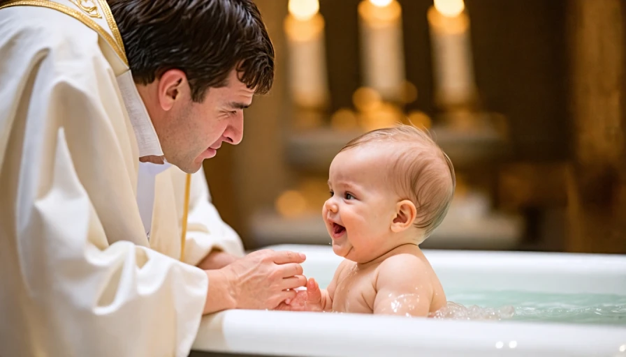 A baby being baptized