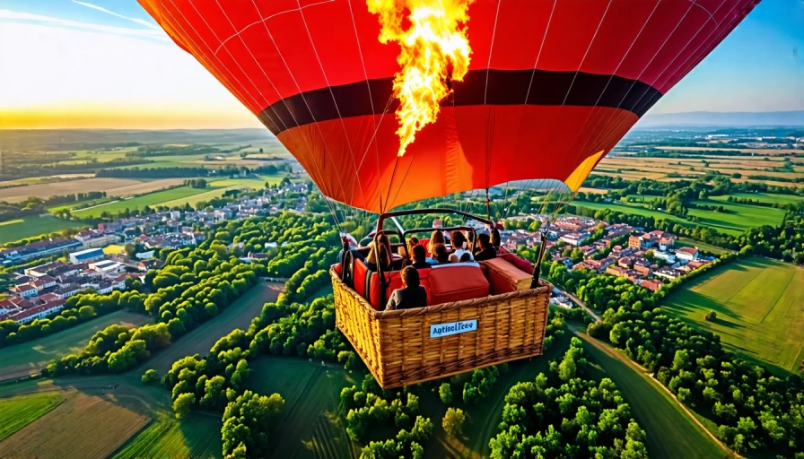 View from a hot air balloon looking outward