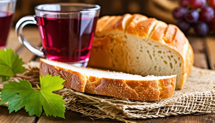 Communion bread and grape juice