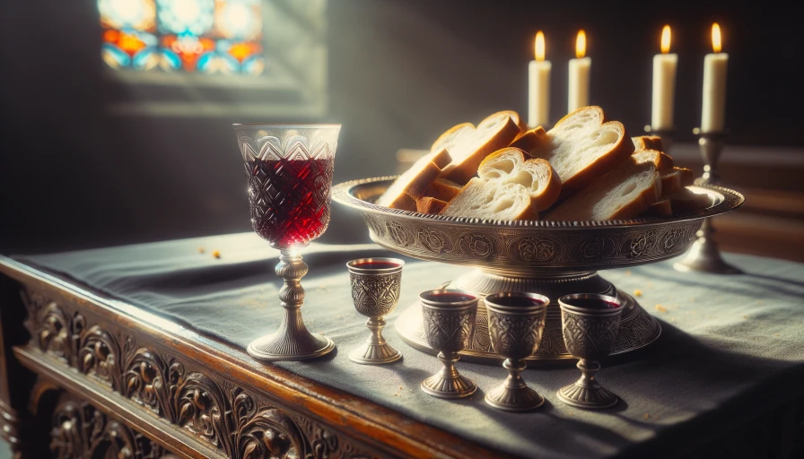 Communion bread and grape juice