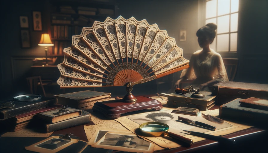 An old-fashioned fan on a desk in a Private investigators office