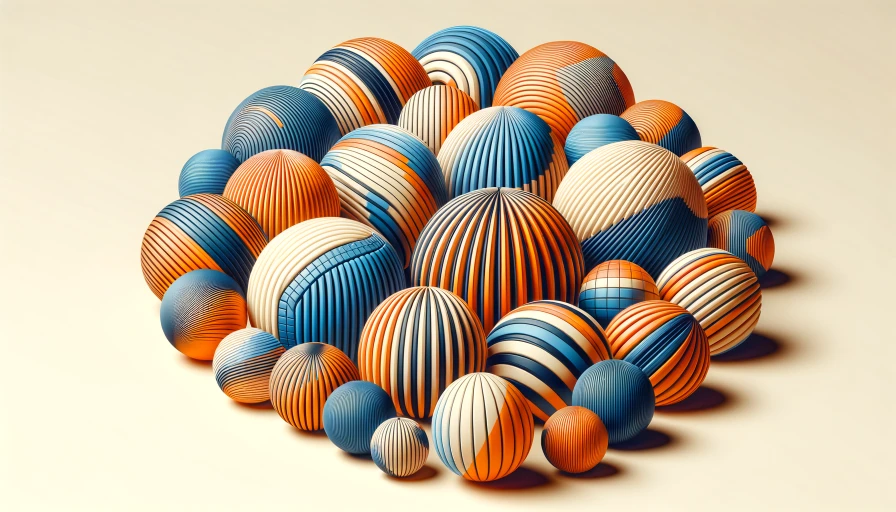 Orange and blue striped balls