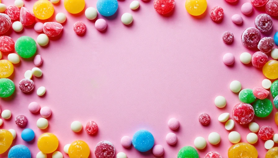 A table with many candies on top