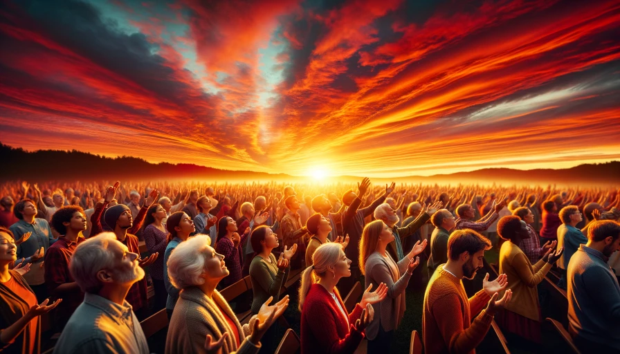 A beautiful sunrise, U.S. Christians praising God