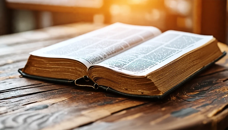 A closed Bible on table