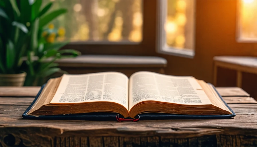 A closed Bible on table