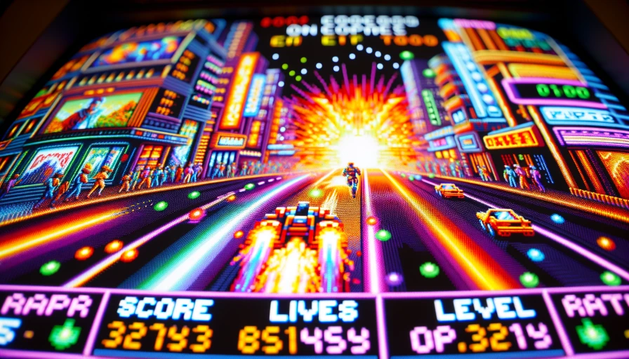 close up of an arcade video game screen