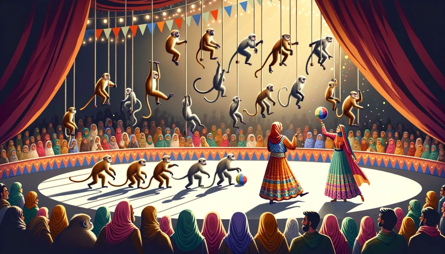 Circus with monkeys cartoon