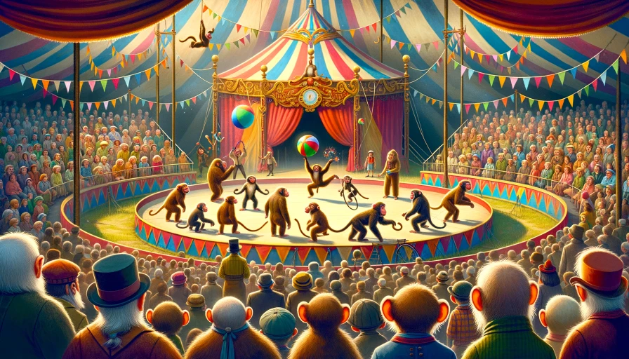 circus with monkeys cartoon