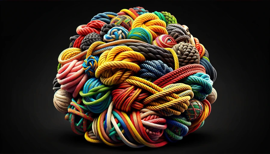 Colorful ropes tied together