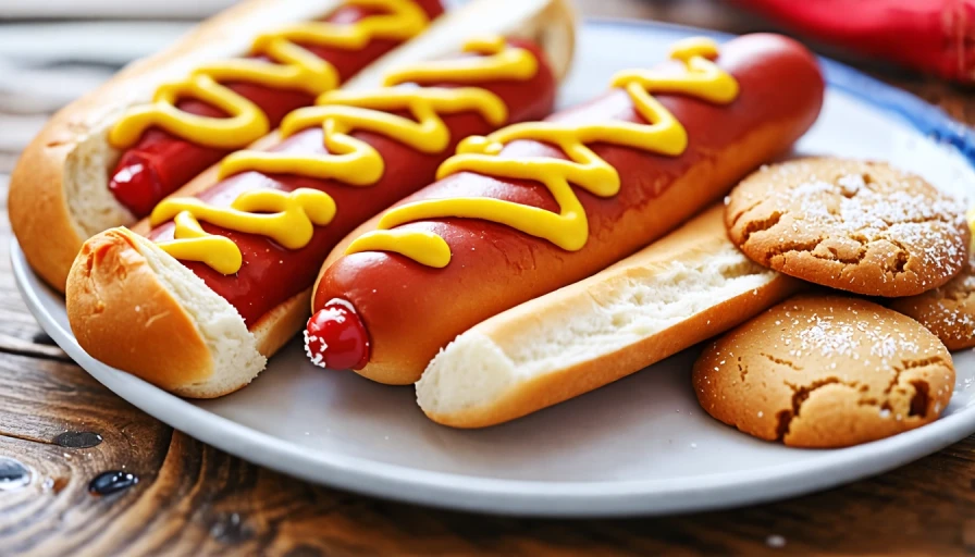 Hot dog and cookies