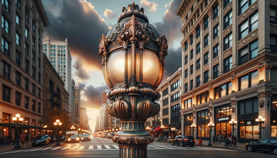 light post on a street corner