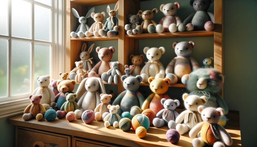 wool stuffed animals, photo realistic