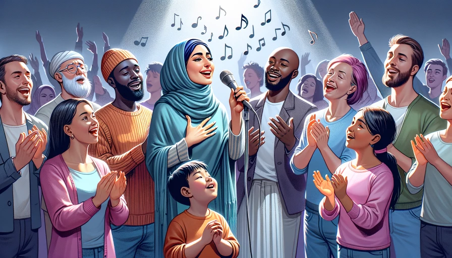 People connecting through singing