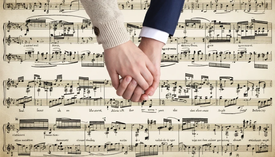 holding hands with music notes