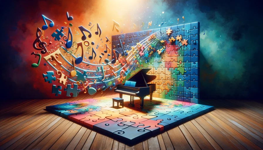 music notes and puzzle pieces