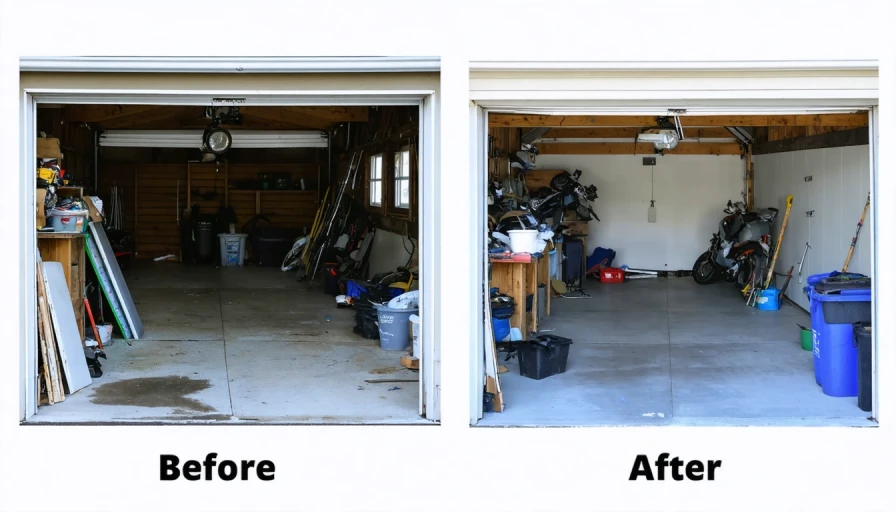 Before and after photo of a garage that was messy but is now clean. Be consistent