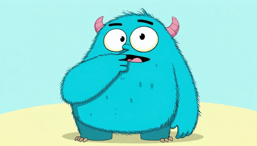 cartoon fat monster picking his nose