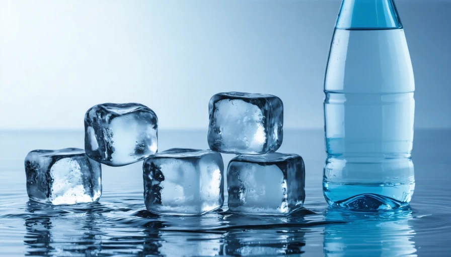 ice cubes and botted water