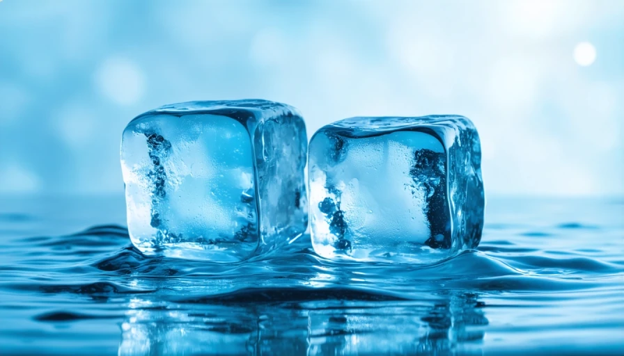 ice cubes and water