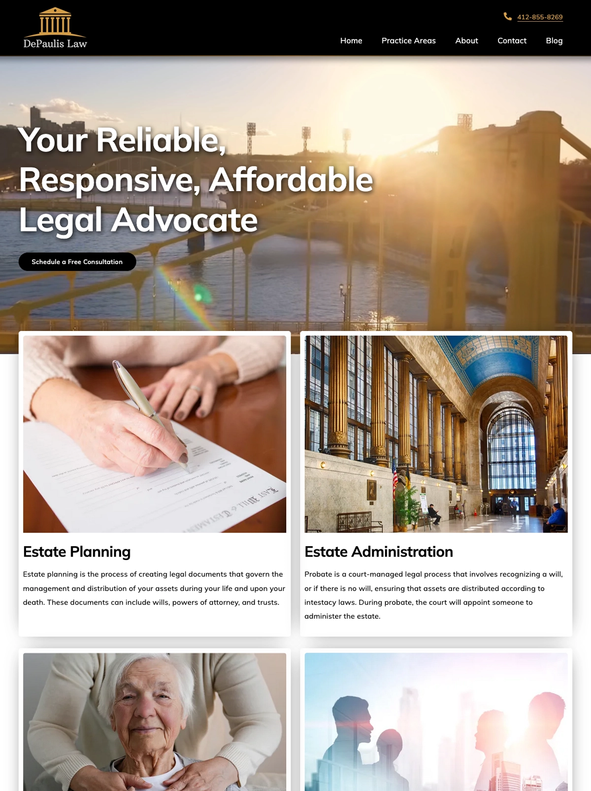A screen capture of a massage web site's home page.