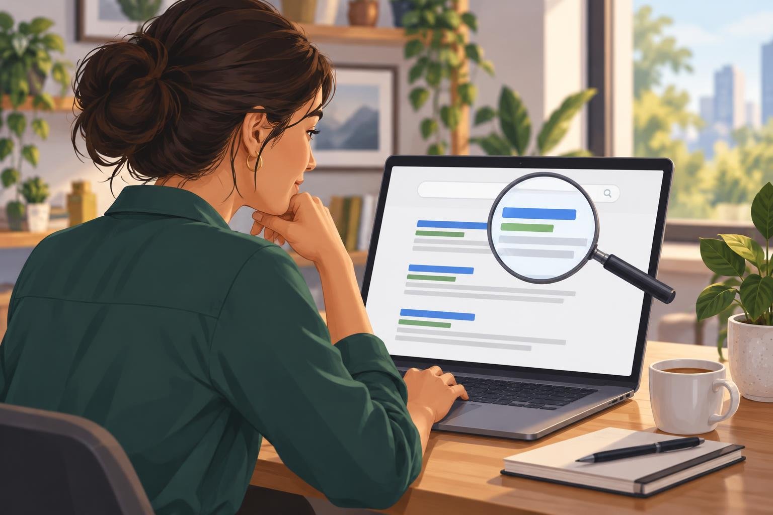 Turn Impressions into Clicks: Find Low-Hanging SEO Wins Person checking search results on a laptop